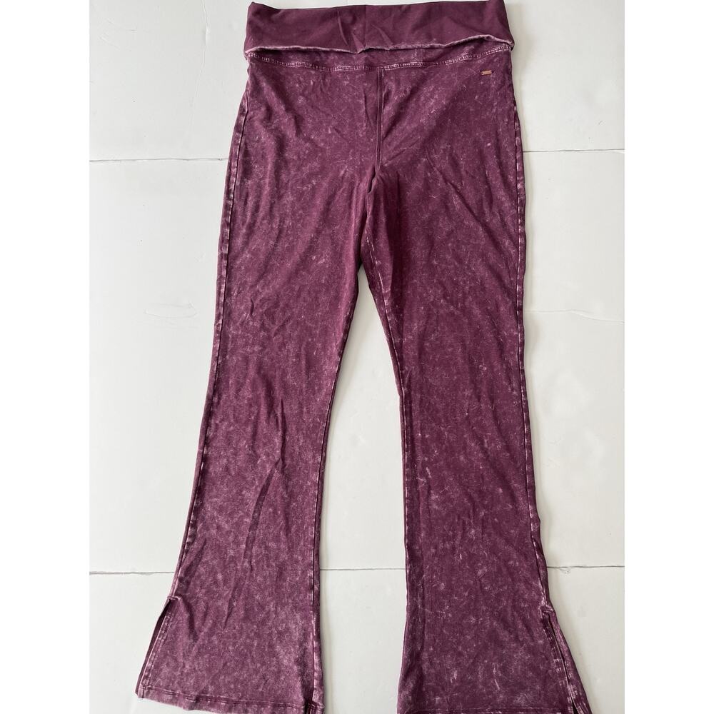PINK Victoria's Secret Pants Women XL Purple Flare Foldover Waist Yoga Lounge